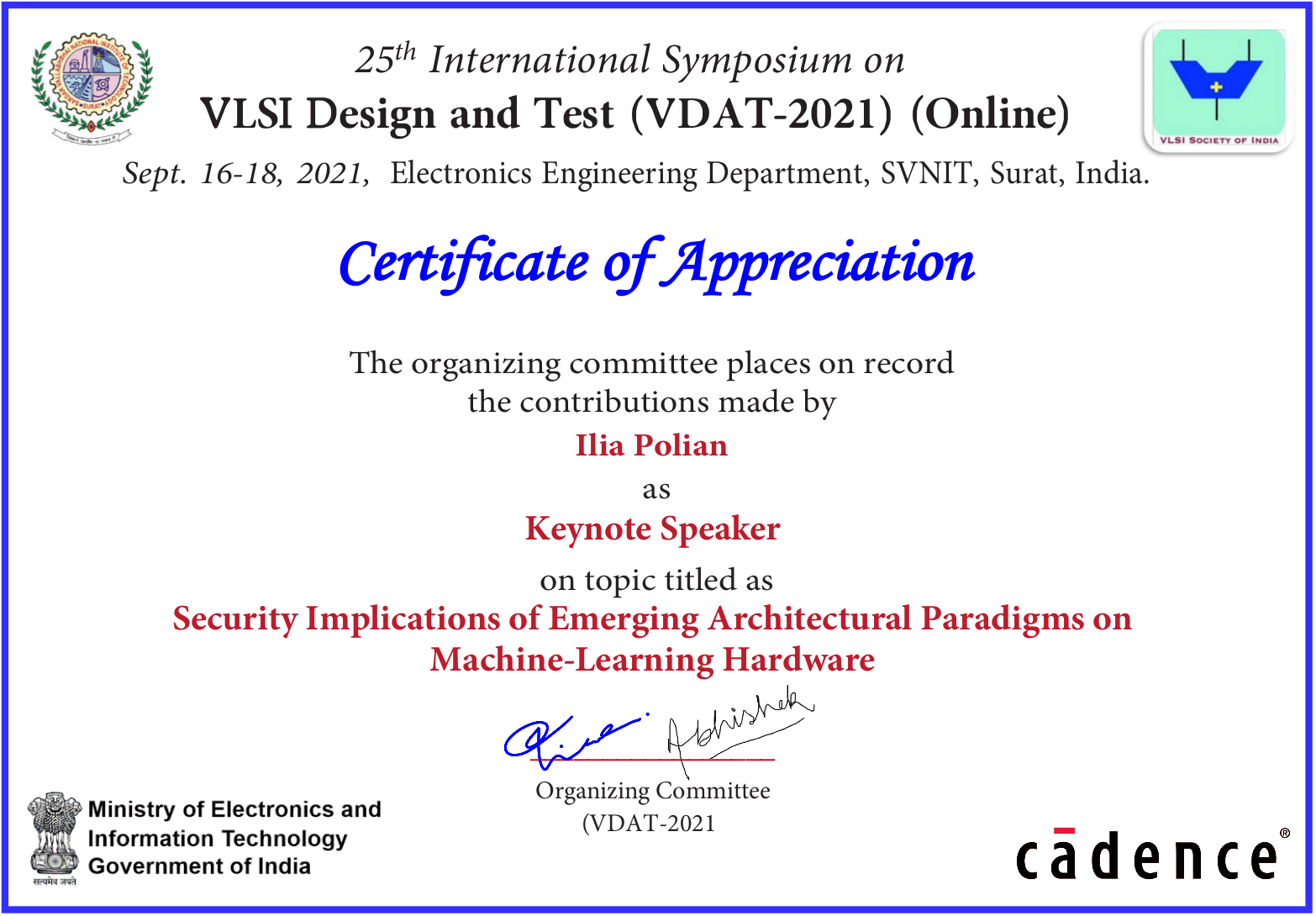 Certificate of Appreciation