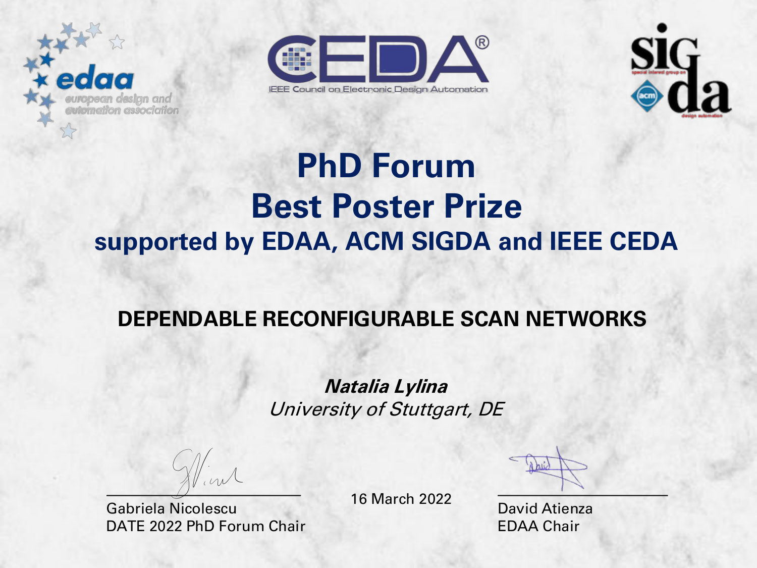 PhD Forum
Best Poster Prize