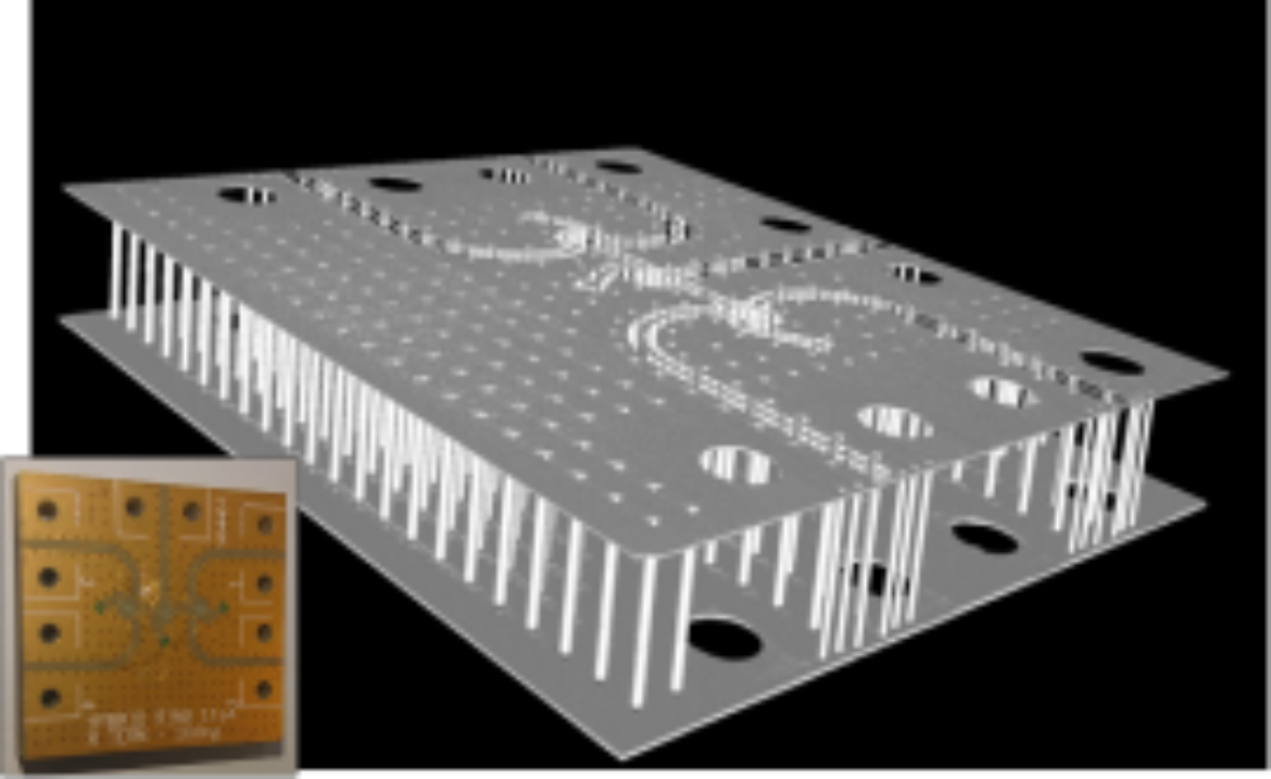 Geometrisches 3D-Modell einer passiven Schaltung (Foto unten links) erzeugt aus 3D-CT-Volumendaten.